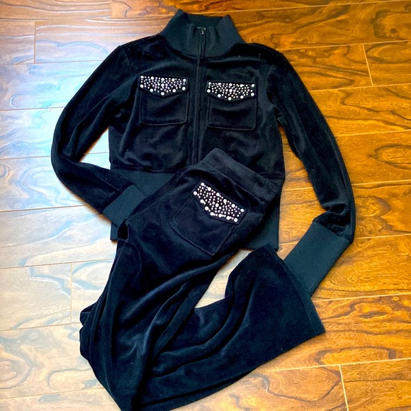 EUC Black velour track suit - Picture 1 of 5